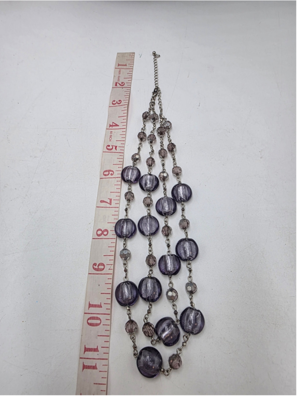 M&S Marks & Spencer Purple Glass Bead Double Strand Statement Necklace - Picture 10 of 10